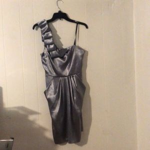 silky silver dress with pockets